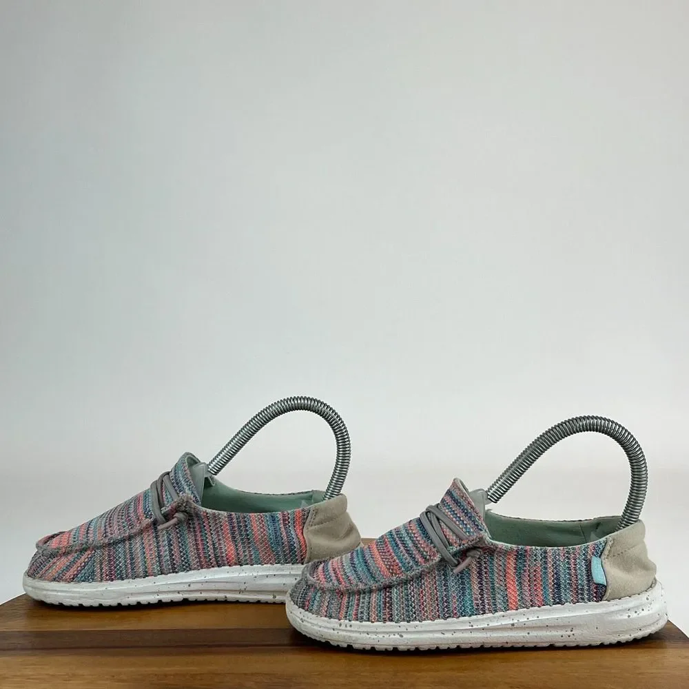 Kids Hey Dude Wendy Stretch Multicolor Casual Comfort Slip‎ On Loafers Size 1 Y